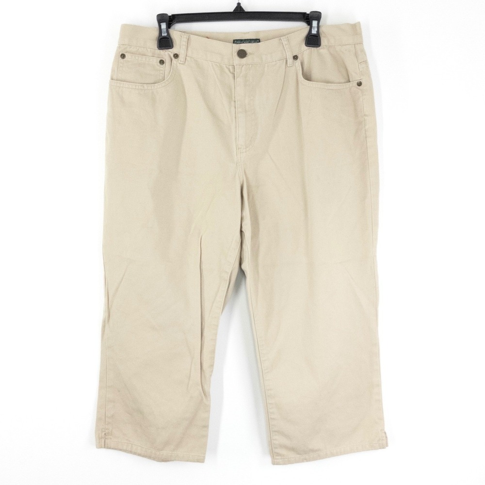 Lauren Jeans Co Ralph Lauren Women's 14 Khaki Capri Cropped Jeans Cotton Y2K